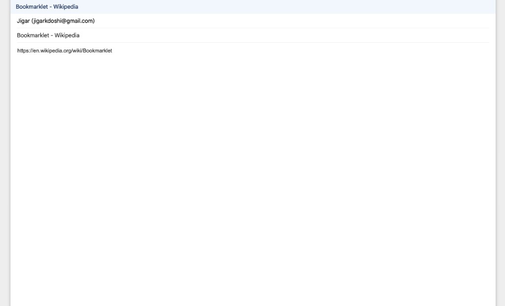 Gmail compose window with page title as subject and URL in body